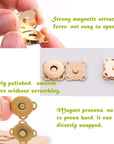Magnetic Snaps Buttons, Plum Magnetic Snap Closures for Purses Handbags Clothes Bags Scrapbook, 15Mm Magnet Button Closure Fastener for Sewing DIY Craft (Gold)