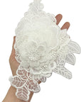 12 Pieces Flower Lace Embroidered Applique 3D Floral Sew on Patches for Clothes Repairing Decorating Wedding Dress DIY Sewing Craft (White)