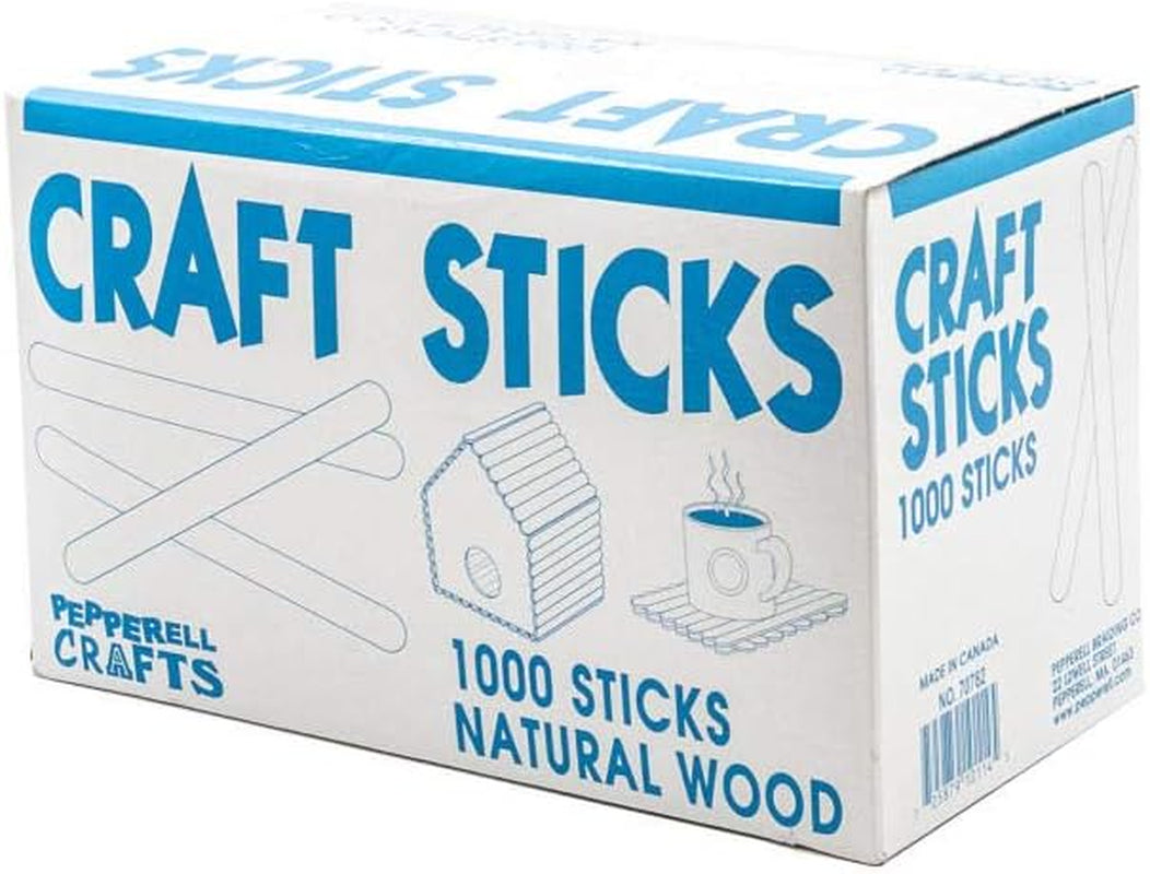 Natural Wood Craft Sticks, 4.25 Inch Popsicle Sticks for Ice Cream, Crafts, Waxing, Art Projects & Party Food Labels (1,000 Sticks)