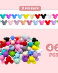42 Pcs Mouse Head Silicone Focal Beads Cute Cartoon Loose Beads Accessory for DIY Keychains Bracelet Necklace Pens Lanyard Making