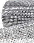 Bling Rhinestone Diamond Mesh Ribbon Wrap, Silver Acrylic Bling Diamond Wrap Ribbon for Wedding, Cake, Vase Decorations, Party Supplies (30Ft)
