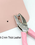 1 Pack 6.3 Inch Length 1/4 Inch Diameter of Heart Shape Hole Single Paper Hole Punch, Puncher with Pink Soft Thick Leather Cover(Heart 1/4 Inch)