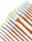 ARTIFY Oil Paint Brushes Set, 15Pcs Professional Natural Chungking Bristle Acrylic Paint Set, Perfect for Oil and Acrylic Painting, Long and Heavy Handle