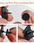 Rubber Pin Backs, 100PCS Lapel Pin Backs, Pin Safety Backs for Brooch Tie Hat Badge Insignia, Black