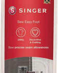 | Sew Easy Foot, Sew Perfectly Straight Lines with Ease, Includes Ruler with Adjustable Guide to Set Seam Allowance, Beautiful Topstitching - Sewing Made Easy