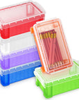 6 Pack Plastic Small Multi Colorful Crayon Box,5.31" X 2.95" X 1.97",Stackable Translucent Sewing Fishing Tool Storage Case Container Organizer for Craft Office Supplies Makeup Items
