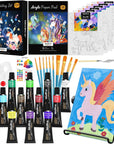 72PCS Kids Painting Set with Pattern Canvas, Art Painting Supplies Kit with 24 Acrylic Paints,10 Brushes, 8 Canvas Panels,Table Easel,Paper Pad,Color Wheel,Palette for Beginner Student Toddlers