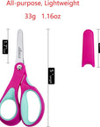 Left Handed Kids Scissors: Blunt Tip Safety Lefty Toddler Child Scissors for School Craft Cutting Paper - 3 Pack 5 Inches Comfort Grip Green, Rose Pink, Blue