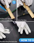 Glass Cutter Tool Mirror Cutting Tool with 2-6 Mm, 5-12 Mm, 12-20 Mm Glass Cutter Head and Screwdriver Oil Dropper Glove for Glass Tiles Mirror Cutting
