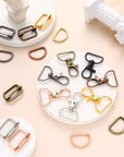 96 Pieces Swivel Clasps with D Rings and Slide Buckles Set Lanyard Snap Hooks Keychain Clip Hooks D Keychain Rings Lobster Claw Clasps for Keychain Purse Hardware Sewing Craft Project, 8 Colors