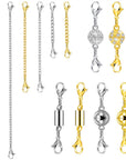 QACOWW 12 Pieces Necklace Extenders, Chain Extenders for Necklaces, Gold Jewelry Extenders, Chain Extenders for Necklace Bracelet Anklet Jewelry (Gold and Silver)