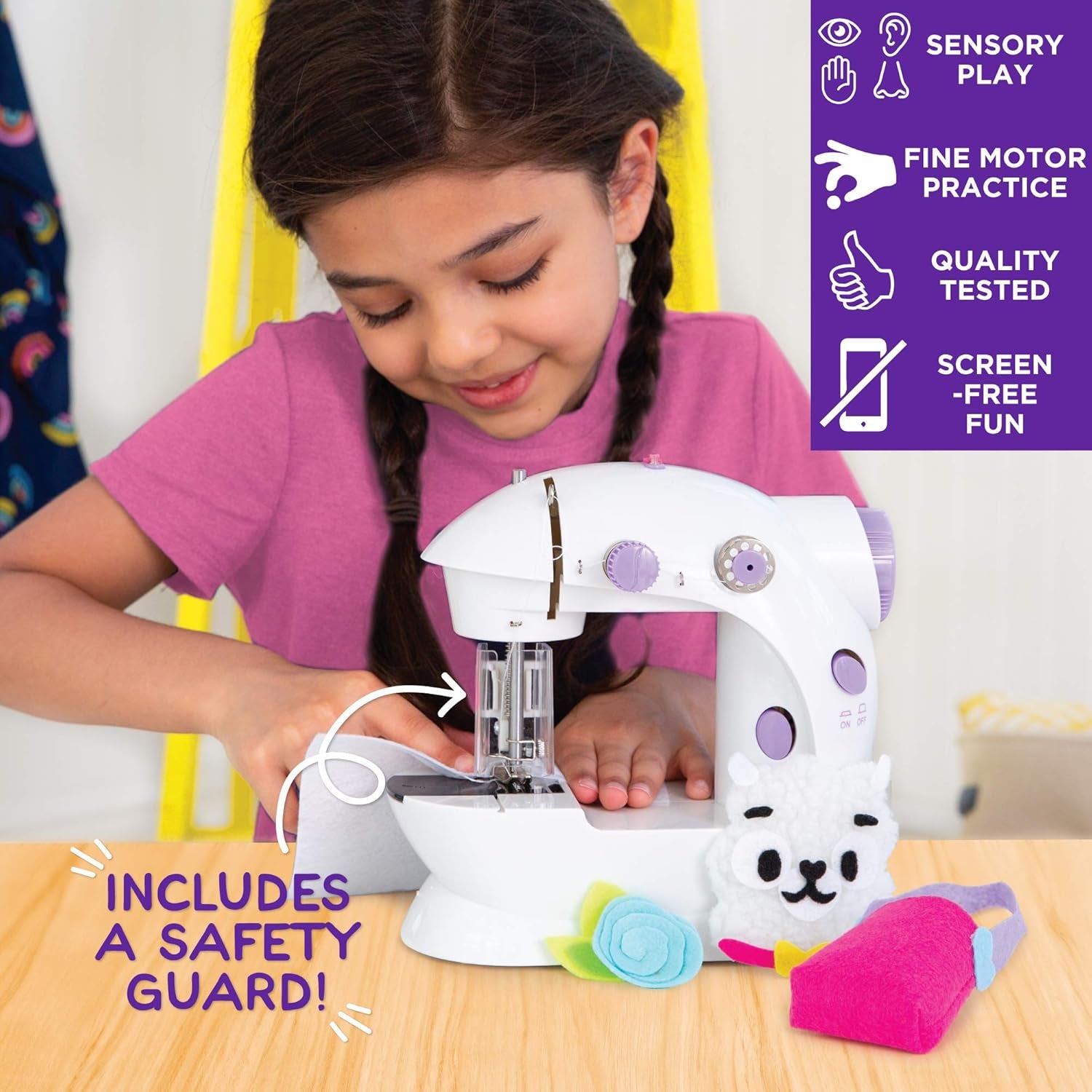 My Very Own Sewing Machine, Portable Battery Powered First Sewing Machine, Includes Fabric, Thread, Measuring Tape, & Stuffing, Beginner Sewing Machine for Kids Ages 8+