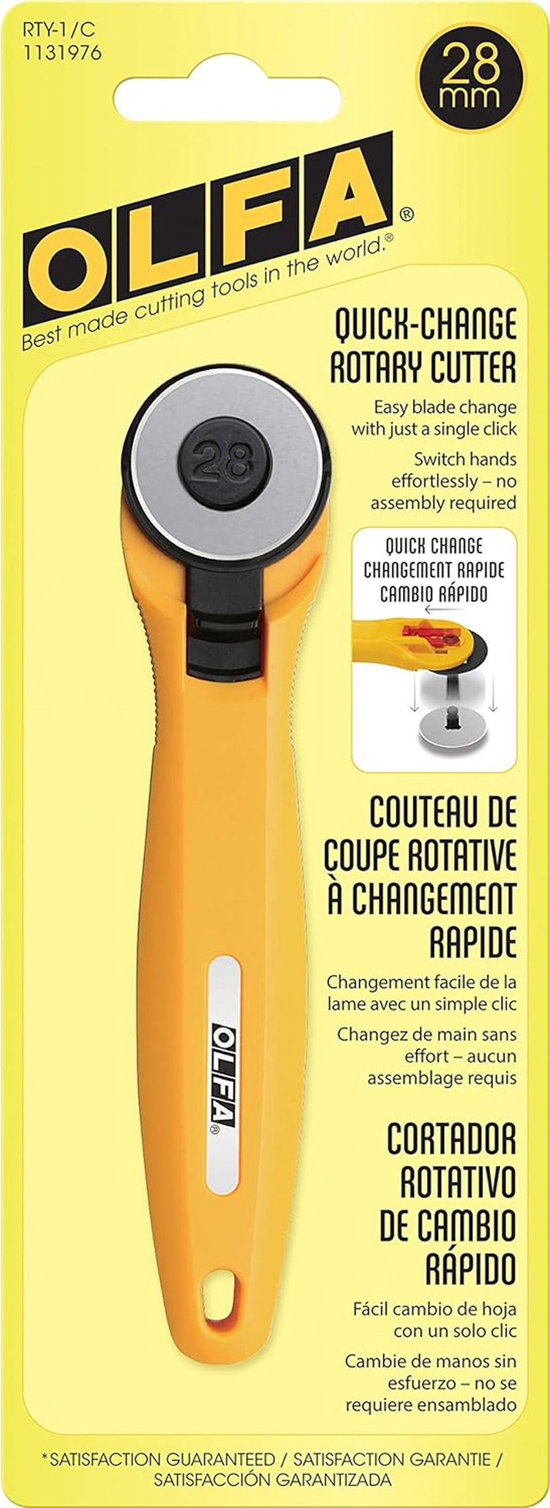 Rotary Fabric Cutter 28MM with 5 Blade Refill for Quilting, Sewing, and Crafts