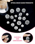 Spiral Bead Cages Pendants, 30 Pcs 3 Sizes Silver Plated Stone Holder Necklace Cage Pendants Findings for Jewelry Making and Crafting