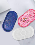 2 Pieces DIY Tray Silicone Resin Mold - Oval Jewelry Making Molds, Clear Epoxy Resin Casting Mold for DIY Jewelry Container Ring Trinket Storage Plate Mould with Resin, Handmade Soap Etc
