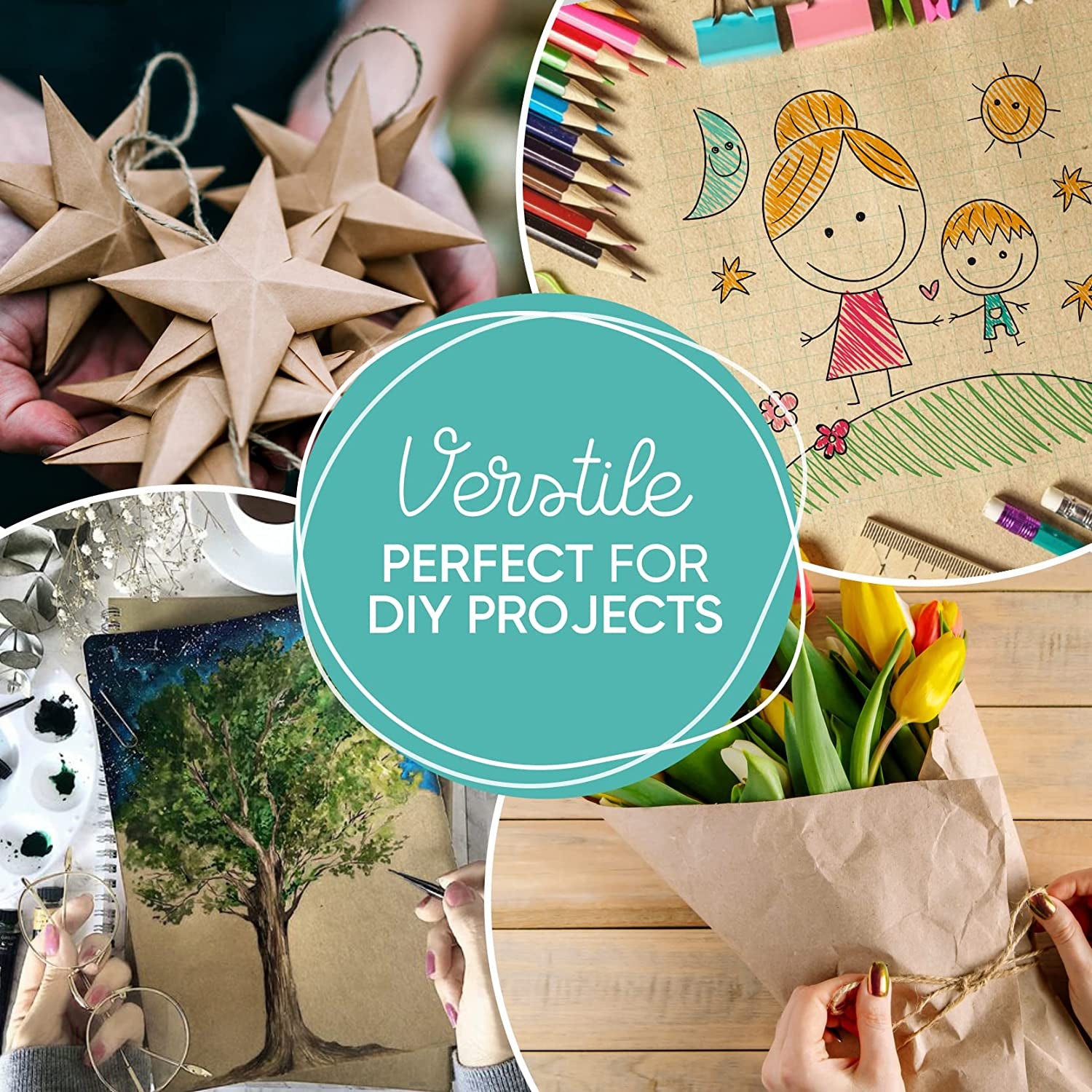 Made in USA Kraft Paper Wide Jumbo Roll 48" X 1200" (100Ft) Ideal for Gift Wrapping, Art, Craft, Postal, Packing, Shipping, Floor Protection, Dunnage, Parcel, Table Runner, 100% Recycled Material