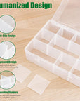 12 Grids Plastic Compartment Container, Bead Storage Organizer Box Case with Adjustable Removable Dividers for Jewelry Craft Tackles Tools, Size 8.8 X 7.1 X 2.3 In, White