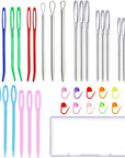 35Pcs Yarn Needle Tapestry Needles,Darning Needle Yarn Needles,Big Eye Blunt Knitting Needles with Stitch Markers for Knitting Crocheting