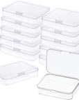 12Pcs Mini Plastic Storage Containers Box with Lid, 3.5X2.4 Inches Clear Rectangle Box for Collecting Small Items, Beads, Game Pieces, Business Cards, Crafts Accessories