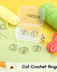 Crochet Rings for Crocheting Adjustable Crochet Tension Ring for Finger Cat Yarn Guide Ring Knitting Crochet Accessories with Box for Women 3Pcs