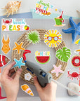 100 Pcs Summer Themed Paper Die Cuts Cardstock Scrapbook Die Cuts Scrapbooking Summer Cut Outs Scrapbook Embellishments for Summer Bulletin Board Decorations DIY Craft Making Supplies