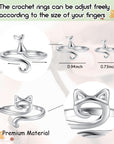 Crochet Rings for Crocheting Adjustable Crochet Tension Ring for Finger Cat Yarn Guide Ring Knitting Crochet Accessories with Box for Women 3Pcs