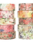 10 Rolls Spring Flowers Washi Tape Set Masking Decorative Tapes (Cold Tone)