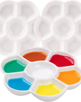 7-Well Studio Porcelain Paint Palette Tray,Set of 3 W/Color Box, Artist Mixing Colour Tray by 4-3/4 Inches for Watercolor Gouache Painting,Round,White