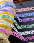 Lace Washi Tape, 6 Roll Lace Pattern Glitter Bling Self-Adhesive Tape Diamond Washi Tape Masking DIY Scrapbooking Lace Tape Sticker Color Random