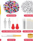 488Pcs String Bracelet Making Kit, Friendship Bracelet String Kit with 50 Skeins Embroidery Floss Cross Stitch Thread, 400Pcs Friendship Bracelet Beads, 37Pcs Embroidery Tools