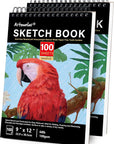 9X12 Premium Sketch Book, Spiral Bound Sketch Pad, 1 Pack 100 Sheets (68Lb/100Gsm) Sketchbook for Artist Sketching Drawing, Durable Acid Free Painting Art Paper for Kids, Adults.