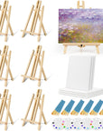 Easels with Canvas Set 78 Pcs Paint and Sip Kit With12Inch Easels& 8X10 Stretched Canvas Painting Supplies with Easels Paint Night Kit,Paint Party Set,Painting Set for Adults/Kids