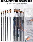 Angular Paint Brush, 9PC Oblique Tip Nylon Hair Long Handle Angled Paint Brushes Set Art Artist Professional Painting Supplies for Acrylic, Watercolor, Gouache and Oil Painting