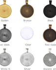 80Pcs Pendant Bezels & Clear Cabochon Domes Set for Photo Pendant Resin Craft Jewelry Making, 40Pcs Mixed Color Pendant Trays with 40 Pcs Transparent Glass Cabochons 1 Inch/25Mm Matching
