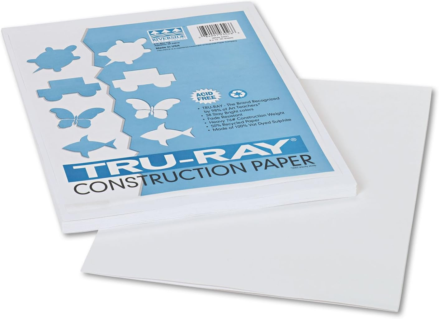 Pacon 103026  Construction Paper, 76 Lbs., 9 X 12, White, 50 Sheets/Pack
