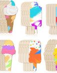 Unfinished Ice Cream Wood Cutouts Summer Crafts Bulk DIY Wood Cutouts Ice Cream Wooden Crafts Ice Cream Party Decor for Art Paint Birthday Ornaments, 6 Styles