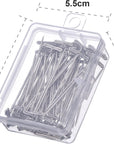 100 Pack Wig T-Pins 2 Inch with Plastic Box, Silver