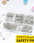 280 Pack 1-2.2 Inch Safety Pins Assorted Size Rust-Resistant Nickel Plated Steel Sharp Edge for Clothes, Sewing, Arts Crafts