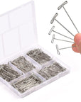 T Pins, 260Pcs Wig Pins, 5 Assorted Sizes, 2 Inch, 1.7 Inch, 1.4 Inch, 1.3 Inch, 1 Inch, T-Pins for Blocking Crochet, Modelling, Wig Making and Crafts, Straight Pins Sewing