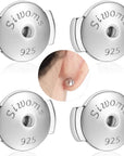 2-Pairs 14K Gold Locking Earring-Back Replacements for Studs, Hypoallergenic 925 Silver Secure Backings (No Fading, Comfort)