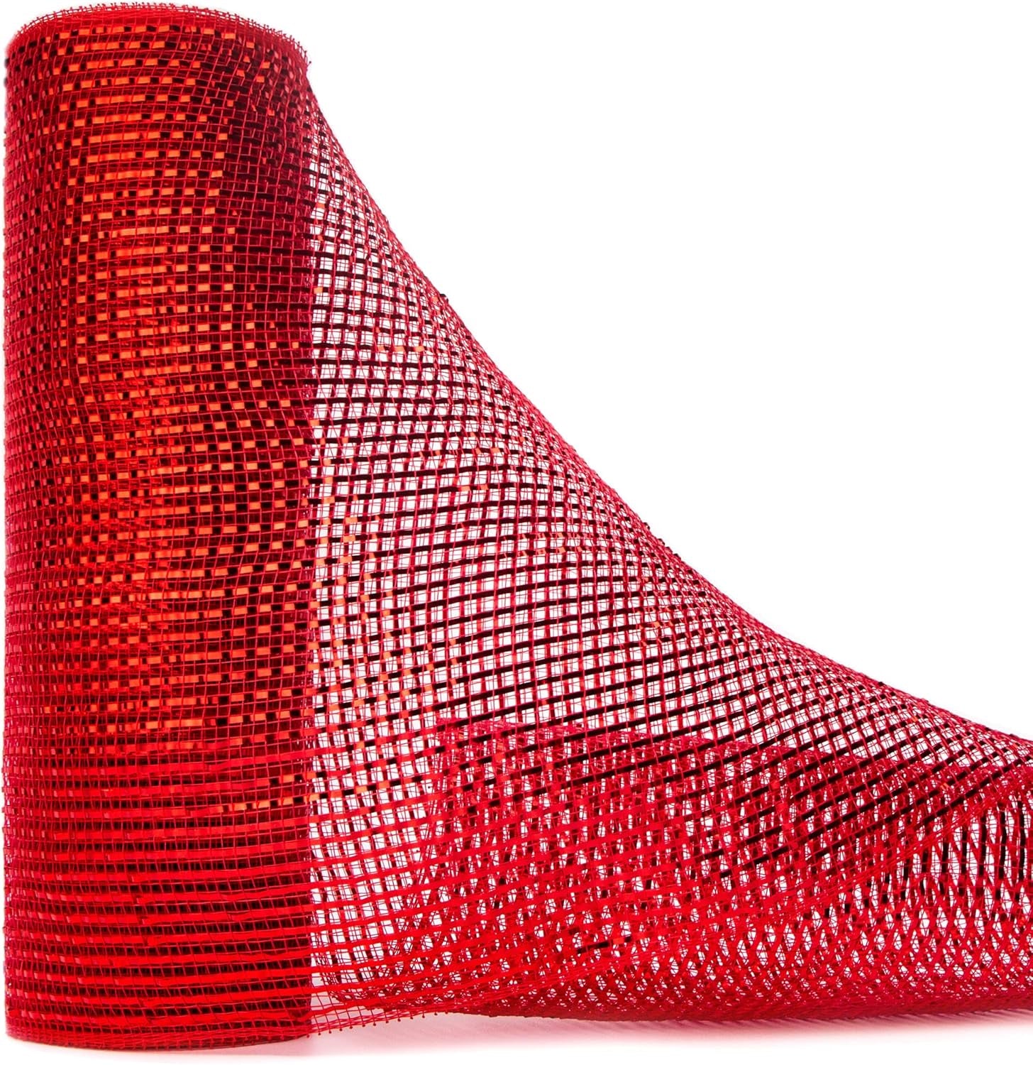 Red Deluxe Metallic Mesh Ribbon,10 Inch X 30 Feet(10Yard), Red with Deluxe Red Wide Foil, Christmas Ribbon for Wreath Swags and Christmas Tree