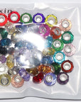 Large Hole Glass Beads Murano Glass Beads Assorted Faceted European Lampwork Spacer Loose Bracelets Beads Silver Plated Cores Charms for DIY Crafts Jewelry Making 50 Pcs Mixed