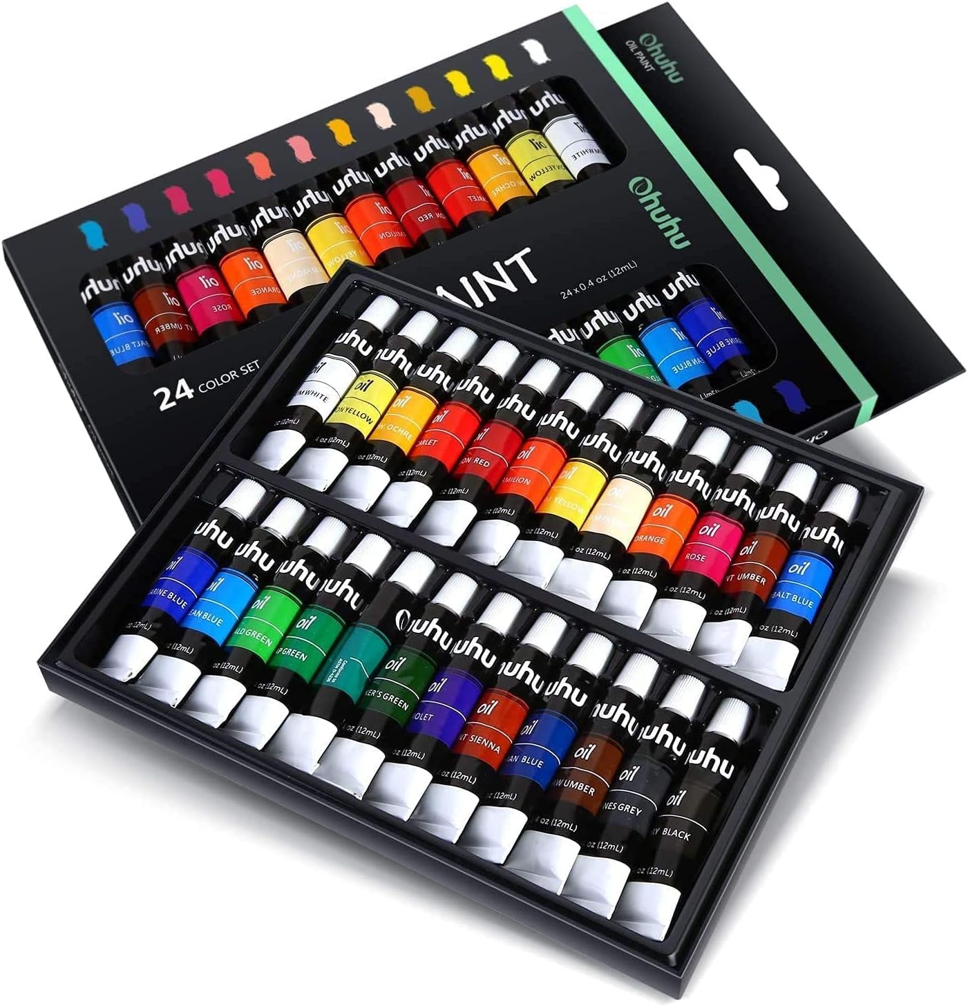 Oil Paint Set, 24 Oil-Based Colors, 12Ml/0.42Oz X 24 Tubes Non-Toxic Oil Painting Set Supplies for Canvas Painting Artist Kids Beginners Adults Classroom DIY Art Supplies Gift