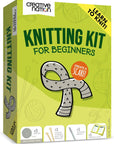 Knitting Kit for Beginners Adults - Complete Knit Kit with Full Color Instruction Booklet, Soft Yarn, Bamboo Knitting Needles, Yarn Needle - Learn to Knit a Scarf Hobbies (Gray)