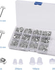 2600 Pieces Earring Posts and Backs Earring Studs for Jewelry Making Butterfly Earring Backs and Rubber Earring Backs with Box (6Mm, 8Mm) Earring Stud Blanks Earring Making Kit