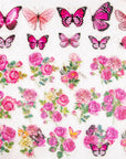 300 Pieces Assorted Butterfly and Flower Stickers, Transparent Butterflies Floral Resin Decals Aesthetic Journaling Scrapbook Stickers for Card Making Bullet Junk Journal Planner Craft Supplies