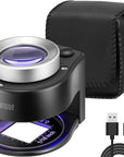 30X Rechargeable Loupe Magnifier with White LED Light and UV Light, Portable Magnifying Glass with Optical Glass Lens & Scale for Jewelry, Textile, Gems, Stamps, Coins and Plants