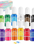 Epoxy Resin Pigment - 12 Colors Epoxy Resin Liquid Dye Transparent High Concentration Resin Colorant for Epoxy Resin Crafts Art Coloring, Painting, Jewelry DIY Making, 0.35Oz/10 Ml Each