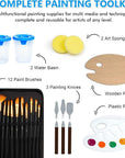 50 Pack Canvas Painting Kit, Painting Supplies with 28 Multi Sizes Canvas Boards for Painting and 22 Tools Including Paint Brushes, Palette, Painting Knives for Acrylic, Oil, Gouache Paint