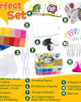 Board Fuse Beads Iron Set - Fuse Beads Set for Kids Crafts with Bead Pegboard and Aqua Pony Beads, Pixel Art and Craft Bead Kit (Large Set with Iron)